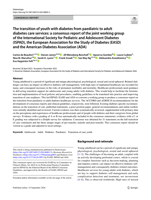 The transition of youth with diabetes from paediatric to adult diabetes care services: a consensus report of the joint working group of the International Society for Pediatric and Adolescent Diabetes (ISPAD), the European Association for the Study of Diabetes (EASD) and the American Diabetes Association (ADA)