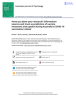 Have you done your research? Information sources and trust as predictors of vaccine intentions and uptake during Australia’s COVID-19 vaccination rollout