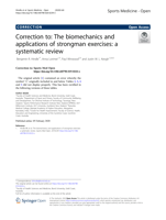 Correction to: The Biomechanics and Applications of Strongman Exercises: a Systematic Review