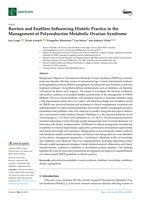 Barriers and Enablers Influencing Dietetic Practice in the Management of Polyendocrine Metabolic Ovarian Syndrome