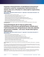 Insertion characteristics of peripheral intravenous catheters used for vasopressor administration in adults who are critically ill: A descriptive exploratory sub-study
