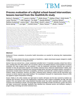 Process evaluation of a digital school-based intervention: lessons learned from the Health4Life study