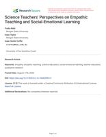 Science Teachers' Perspectives on Empathic Teaching and Social-Emotional Learning