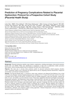 Prediction of Pregnancy Complications Related to Placental Dysfunction: Protocol for a Prospective Cohort Study (Placental Health Study)