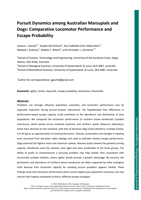 Pursuit dynamics among australian marsupials and dogs: Comparative locomotor performance and escape probability