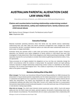Australian Parental Alienation Case Law Analysis: Executive summary of historic, pre-2024 and post-2024 parenting decisions