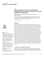 When psychiatry does not learn: Epistemic humility, ignorance culture, exclusion culture and diagnostic weaponisation