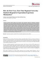 How do First-Year, First-Time Regional University Students Respond to Expectation-Experience Mismatches?
