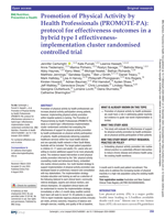 Promotion of Physical Activity by Health Professionals (PROMOTE-PA): protocol for effectiveness outcomes in a hybrid type I effectiveness-implementation cluster randomised controlled trial