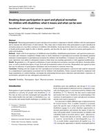 Breaking down participation in sport and physical recreation for children with disabilities: what it means and what can be seen