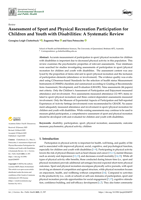 Assessment of Sport and Physical Recreation Participation for Children and Youth with Disabilities: A Systematic Review
