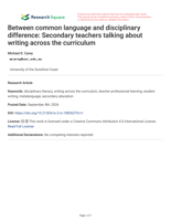 Between common language and disciplinary difference: Secondary teachers talking about writing across the curriculum
