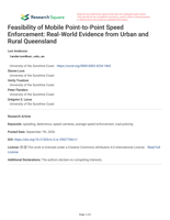 Feasibility of Mobile Point-to-Point Speed Enforcement: Real-World Evidence from Urban and Rural Queensland