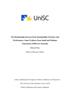 The Relationship between Firm Sustainability Practices and Performance: Some Evidence from Small and Medium Enterprises (SMEs) in Australia