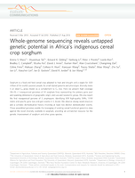 Whole-genome sequencing reveals untapped genetic potential in Africa’s indigenous cereal crop sorghum
