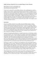 Holistic Outcomes Oriented First Year Curriculum Design in Teacher Education