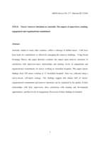 The impact of supervisor-subordinate relationships upon nurse engagement, wellbeing, organisational commitment and turnover intentions in Australia