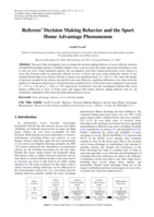Referees’ Decision Making Behavior and the Sport Home Advantage Phenomenon