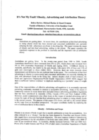 It's Not My Fault: Obesity, Advertising and Attribution Theory