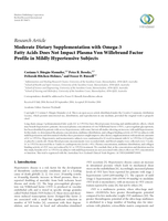 Moderate dietary supplementation with omega-3 fatty acids does not impact plasma von Willebrand Factor profile in mildly hypertensive subjects