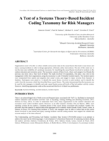 A test of a systems theory-based incident coding taxonomy for risk managers