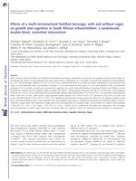 Effects of a multi-micronutrient-fortified beverage, with and without sugar, on growth and cognition in South African schoolchildren: a randomised, double-blind, controlled intervention