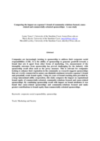 Comparing the Impact on a Sponsor’s Brand of Community Relations Focused, Cause-Related and Commercially- Oriented Sponsorships: A Case Study