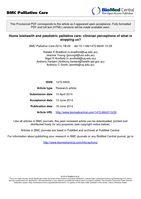 Home telehealth and paediatric palliative care: Clinician perceptions of what is stopping us?