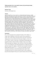 Making mentoring work to create quality outcomes in the professional learning experience of pre- service teachers