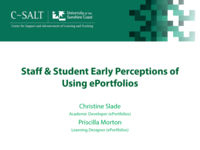 Staff and Student Early Perceptions of Using ePortfolios