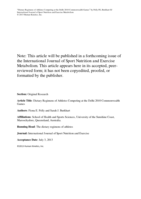 Dietary Regimens of Athletes Competing at the Delhi 2010 Commonwealth Games