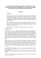 A Case Study Examining the Impact of Public-sector Nurses' Perception of Workplace Autonomy on their Job Satisfaction: Lessons for Management