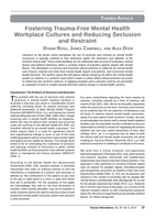 Fostering trauma-free mental health workplace cultures and reducing seclusion and restraint