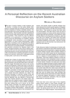 A personal reflection on the recent Australian discourse on Asylum seekers