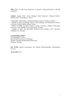 Effect of cold water immersion on recovery and limb blood flow following high-intensity cycling