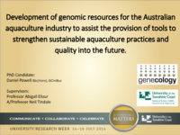 Development of genomic resources for the Australian aquaculture industry to assist the provision of tools to strengthen sustainable aquaculture practices and quality into the future