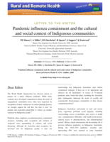 Pandemic influenza containment and the cultural and social context of Indigenous communities
