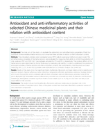 Antioxidant and anti-inflammatory activities of selected Chinese medicinal plants and their relation with antioxidant content