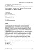 Self-efficacy as an intervening variable between ethical work climate and decision making