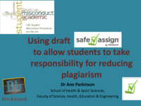 Using draft SafeAssign to allow students to take responsibility for reducing plagiarism