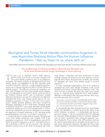 Aboriginal and Torres Strait Islander communities forgotten in new Australian National Action Plan for Human Influenza Pandemic: “Ask us, listen to us, share with us”