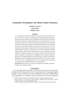 Community Development and Mental Health Promotion