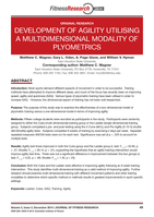 Development of Agility Utilising A Multidimensional Modality of Plyometrics