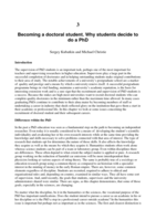 Becoming a doctoral student. Why students decide to do a PhD