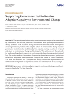 Supporting Governance Institutions for Adaptive Capacity to Environmental Change
