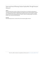 Improving Financial Planning Graduate Employability Through Enterprise Education