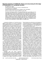 Magnetic hardening of FeSiBCuNb ribbons and wires during the first stage of crystallization to a nanophase structure