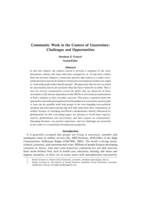 Community Work in the Context of Uncertainty: Challenges and Opportunities