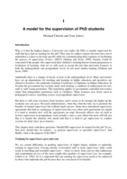 A model for the supervision of PhD students