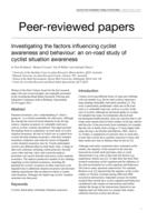 Investigating the factors influencing cyclist awareness and behaviour: An on-road study of cyclist situation awareness